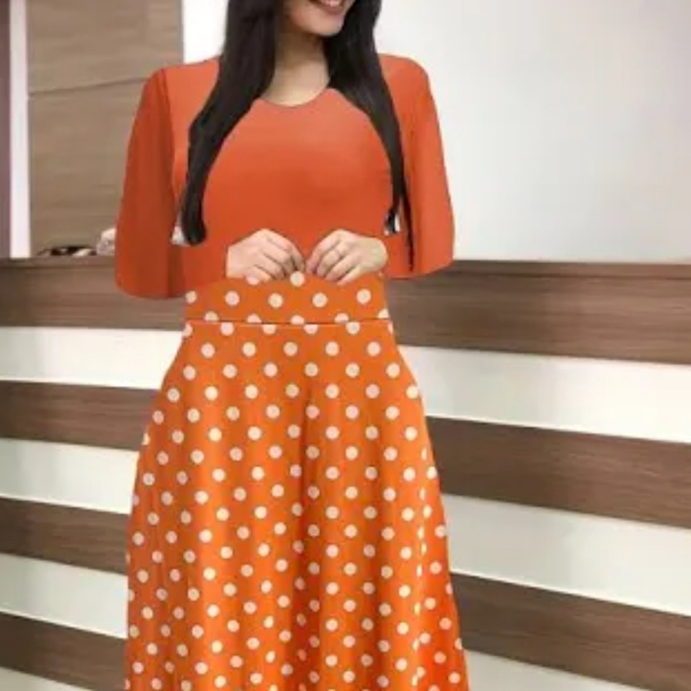 Orange & White Polka Dot Skirt 24